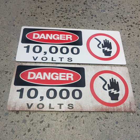 Jurassic Park Danger 10,000 Volts Sign