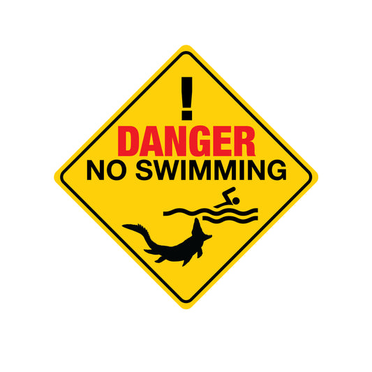 Danger No Swimming Mosasaurus - Metal Sign