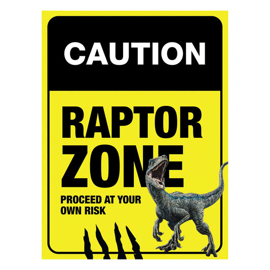 Caution Raptor Zone - Metal Sign