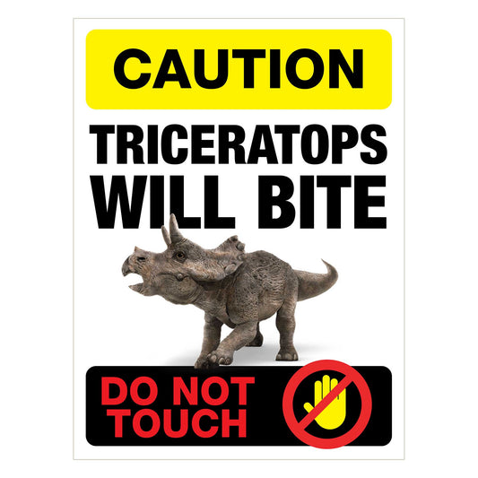 Caution Triceratops Will Bite - Metal Sign
