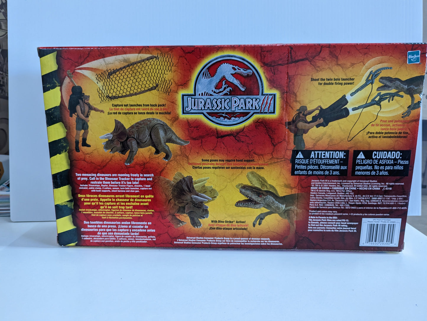 Jurassic Park 3 Dinosaur Tracking Set Velociraptor Triceratops MIB Lost World