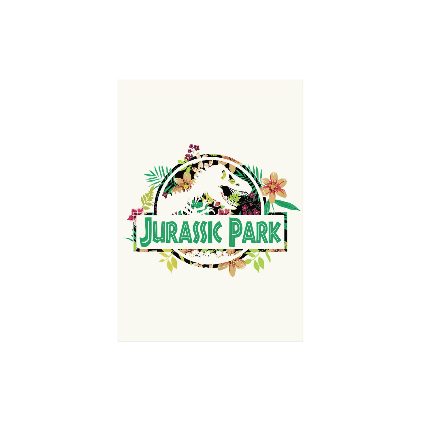 Jurassic Park Floral Logo Print