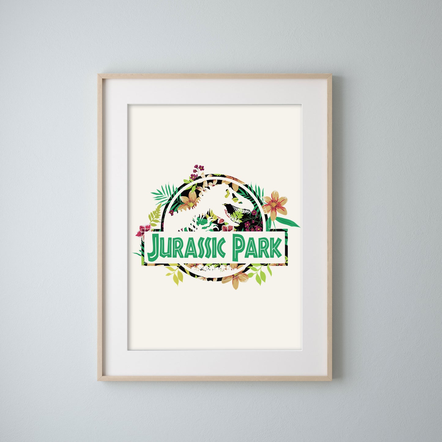 Jurassic Park Floral Logo Print