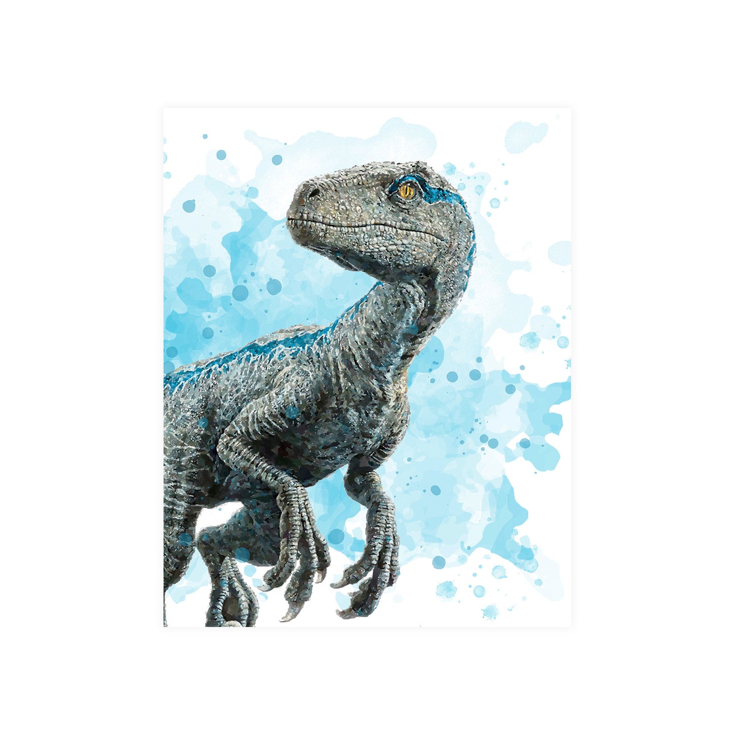 Blue Raptor Watercolour Print